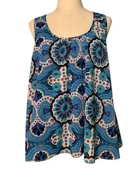 Anthropologie Meadow Rue Marlon Floral Swing Tank Top Flowy Boho Retro M